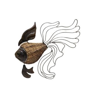 Decorative Woven Fish Sculpture - Brown and Black